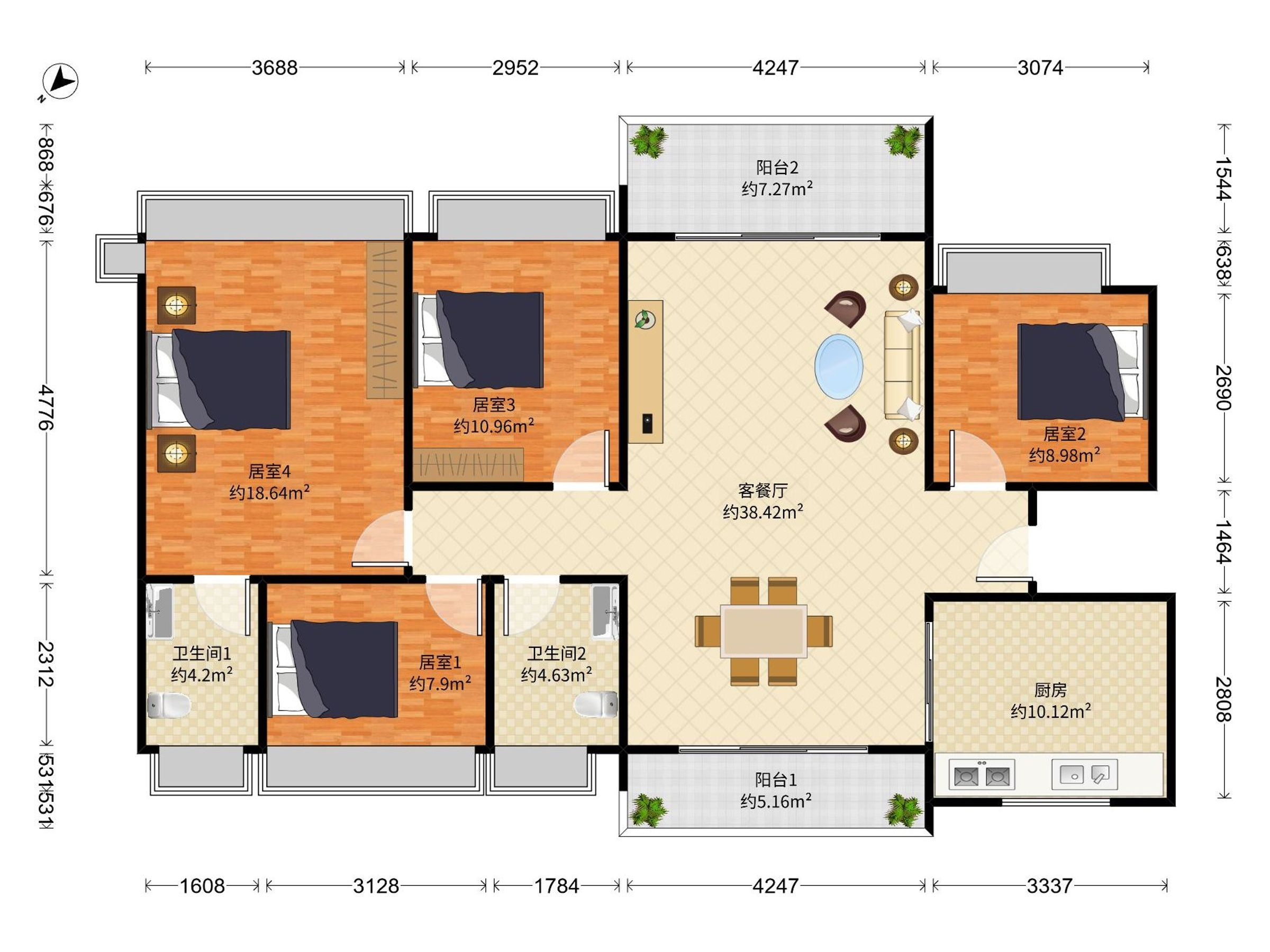 新生片区优质房源，建筑面积131，4室2厅设计合理，南向采光充足，改造空间大，自由发挥您的室内风格。