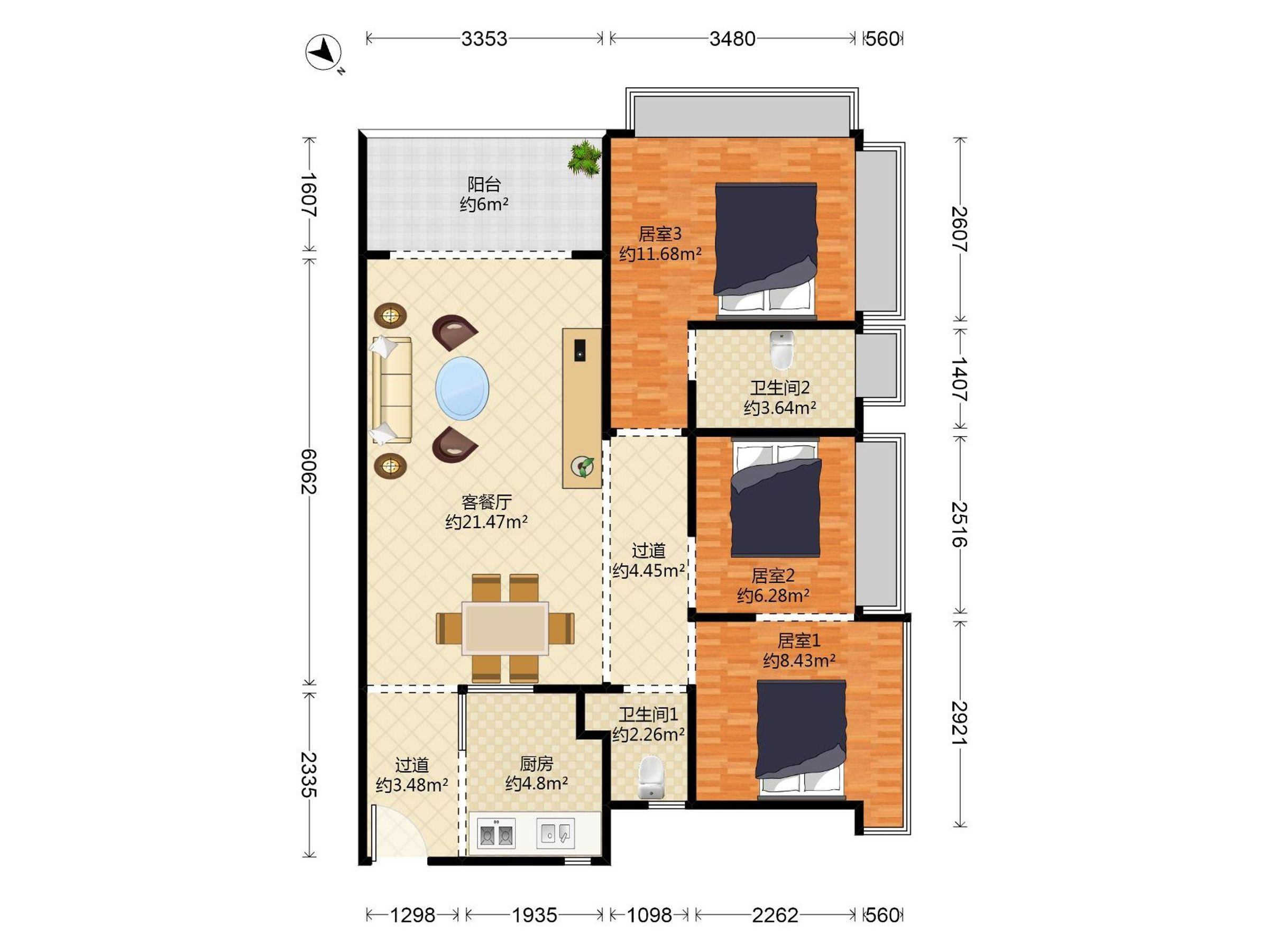 宝中本部大三房诚心出售