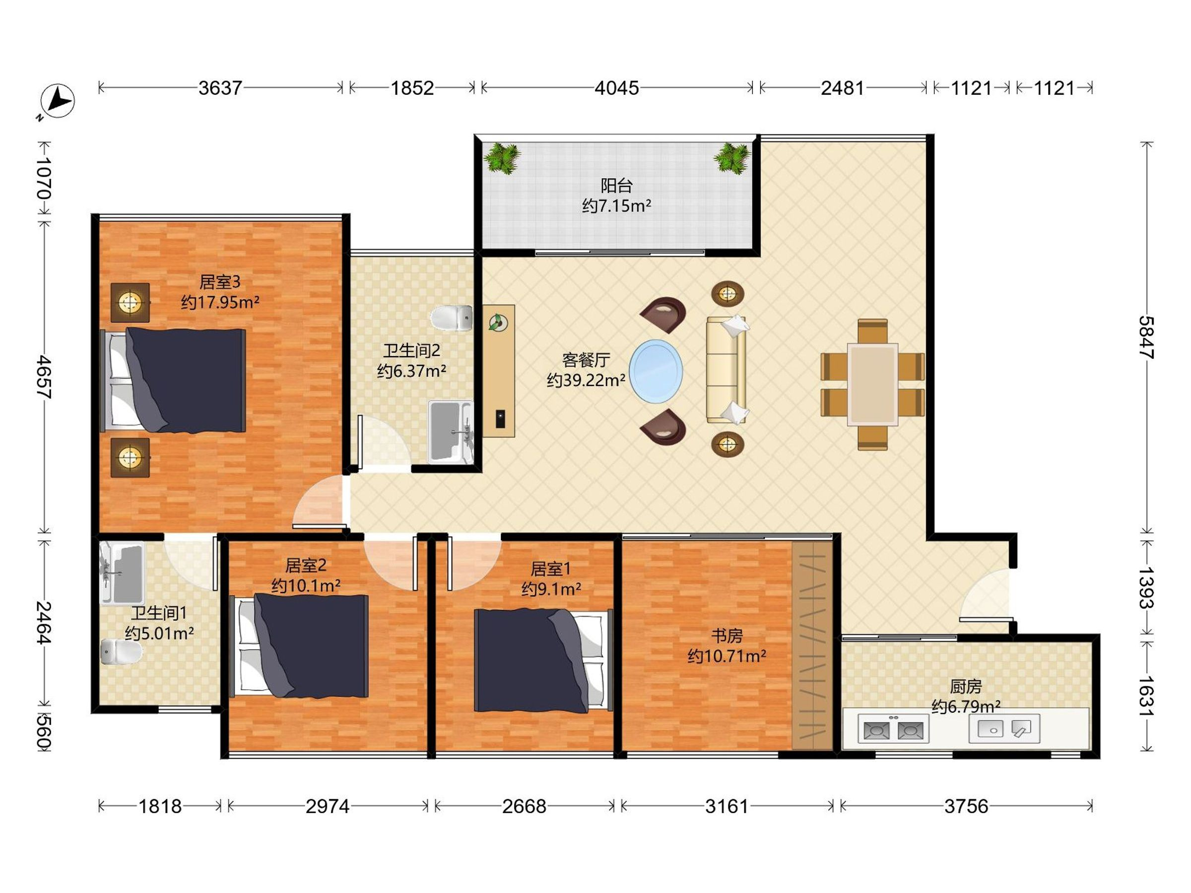 华业玫瑰精装四房