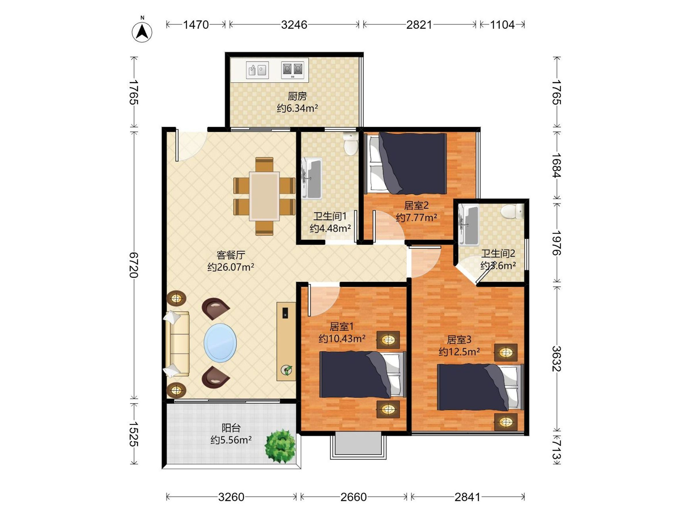 地铁锦上花园三房，业主诚心出售