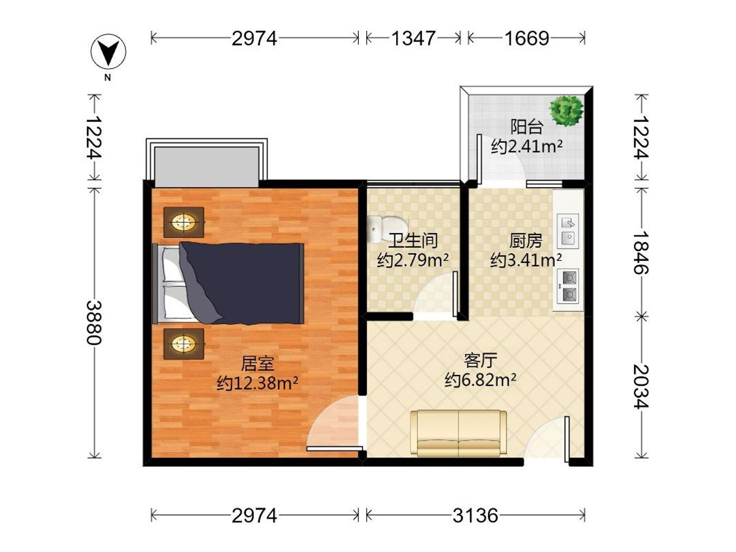 富通城四期精装修1房，高楼层看海，业主诚心出售！！！