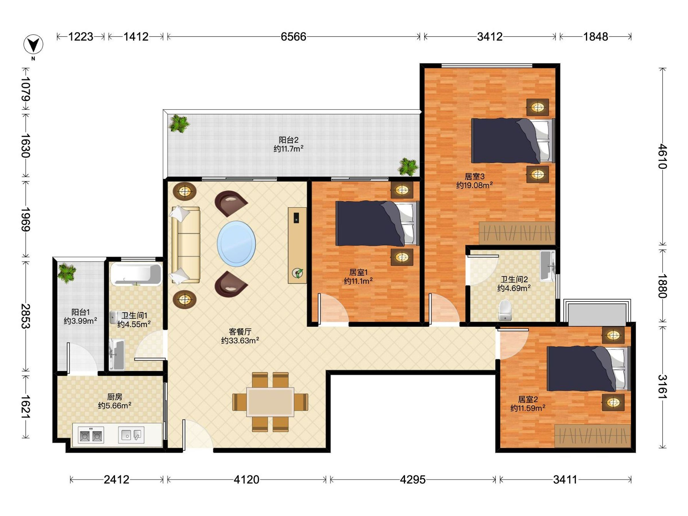 朝南向，户型方正实用，通风采光不错。