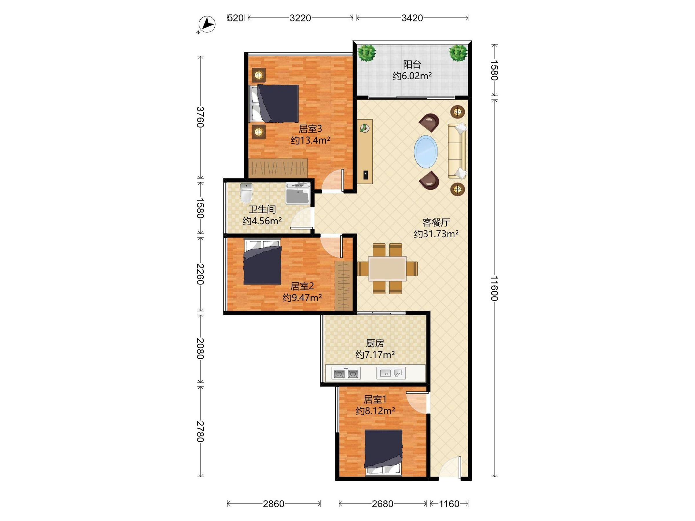 早上太阳可以直接晒进客厅跟主卧！小区性价比第一！