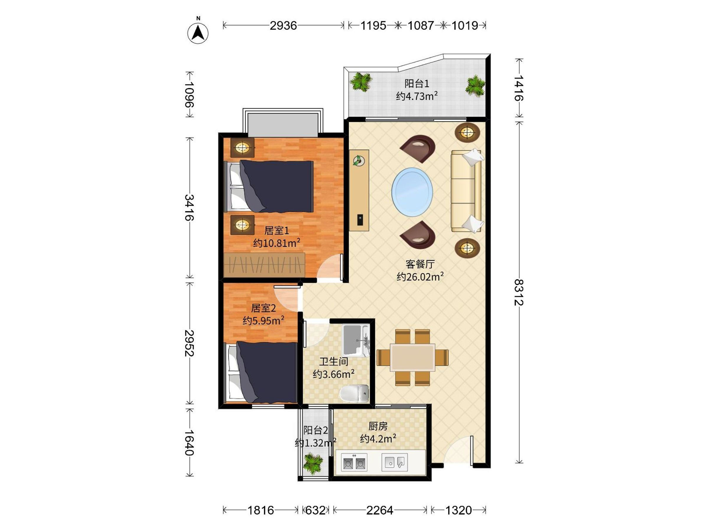 梅花新园精装两房，业主诚心急卖，看房提前预约