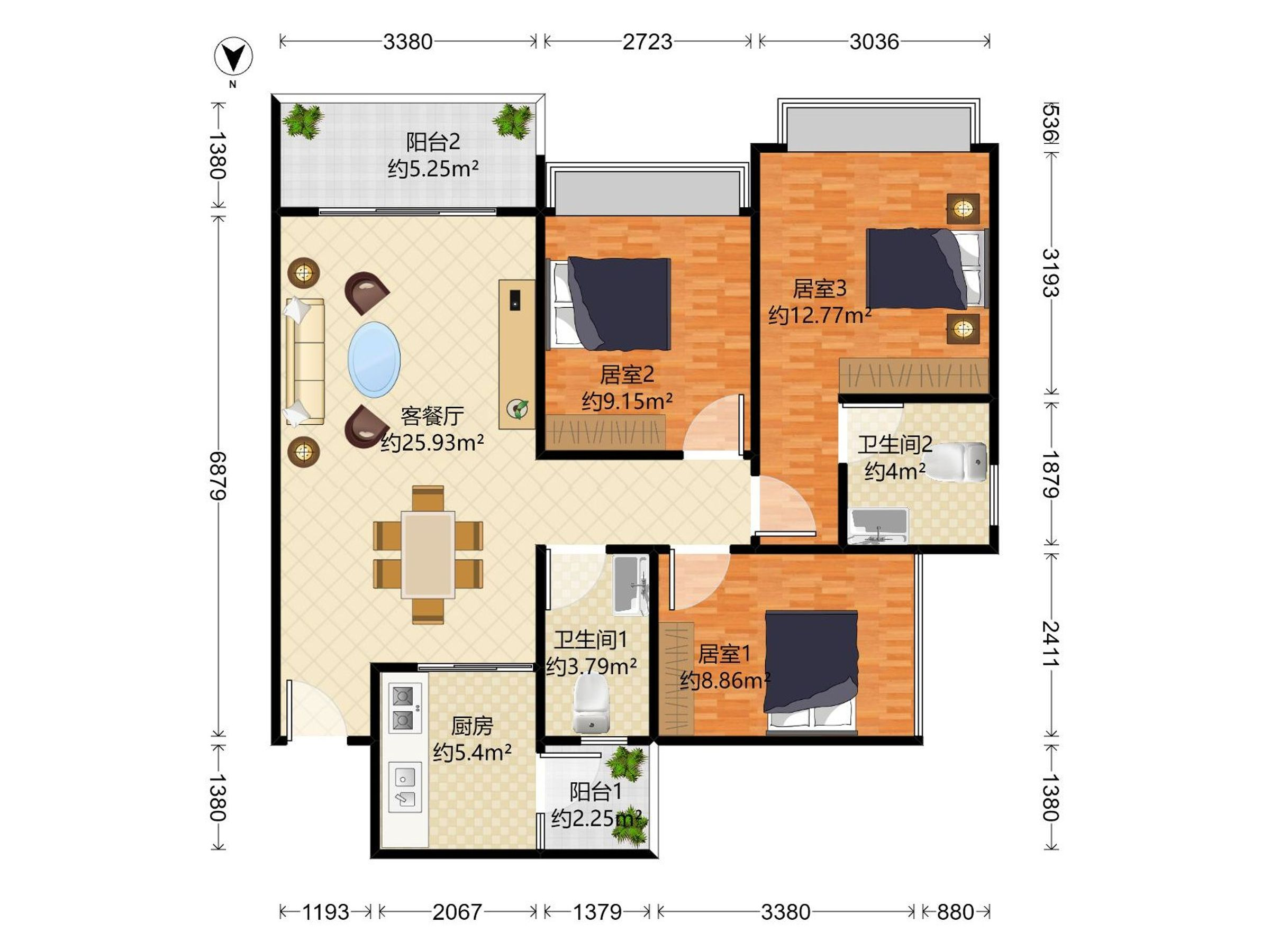 佳兆业未来城 3房2厅2卫 89.12㎡