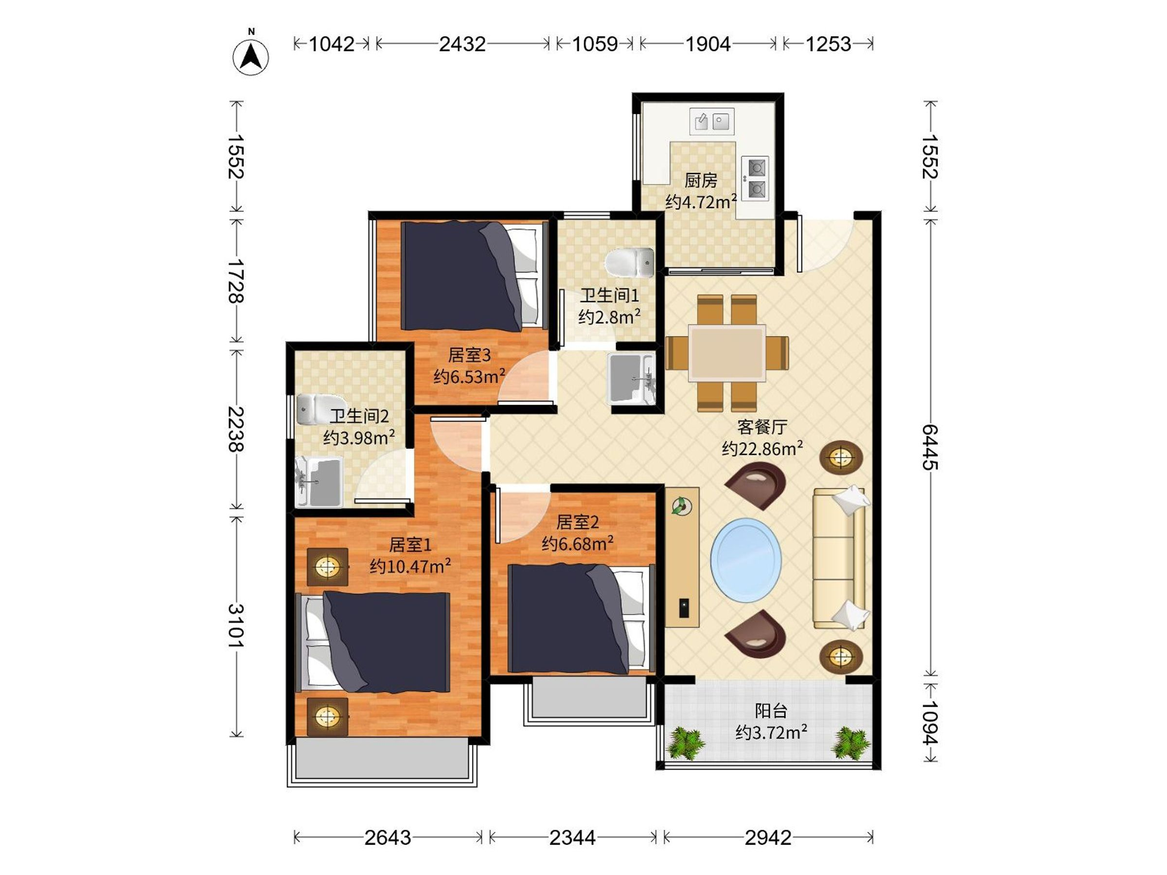 宏发万悦山二期，方正户型，采光通风佳，楼龄新，带入户花园，业主诚售，随时看房！