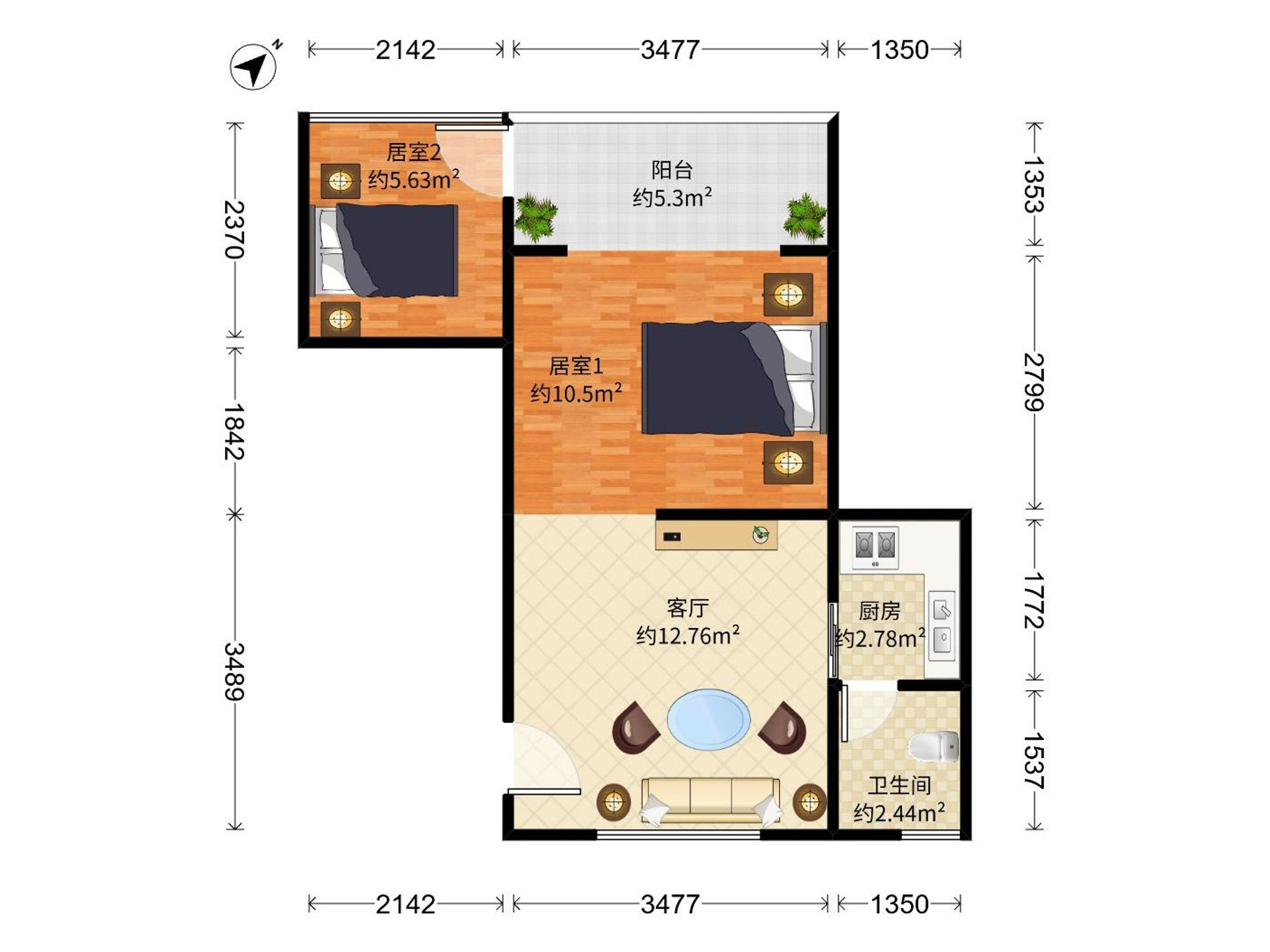 西湖苑一期 2房1厅1卫 41.29㎡