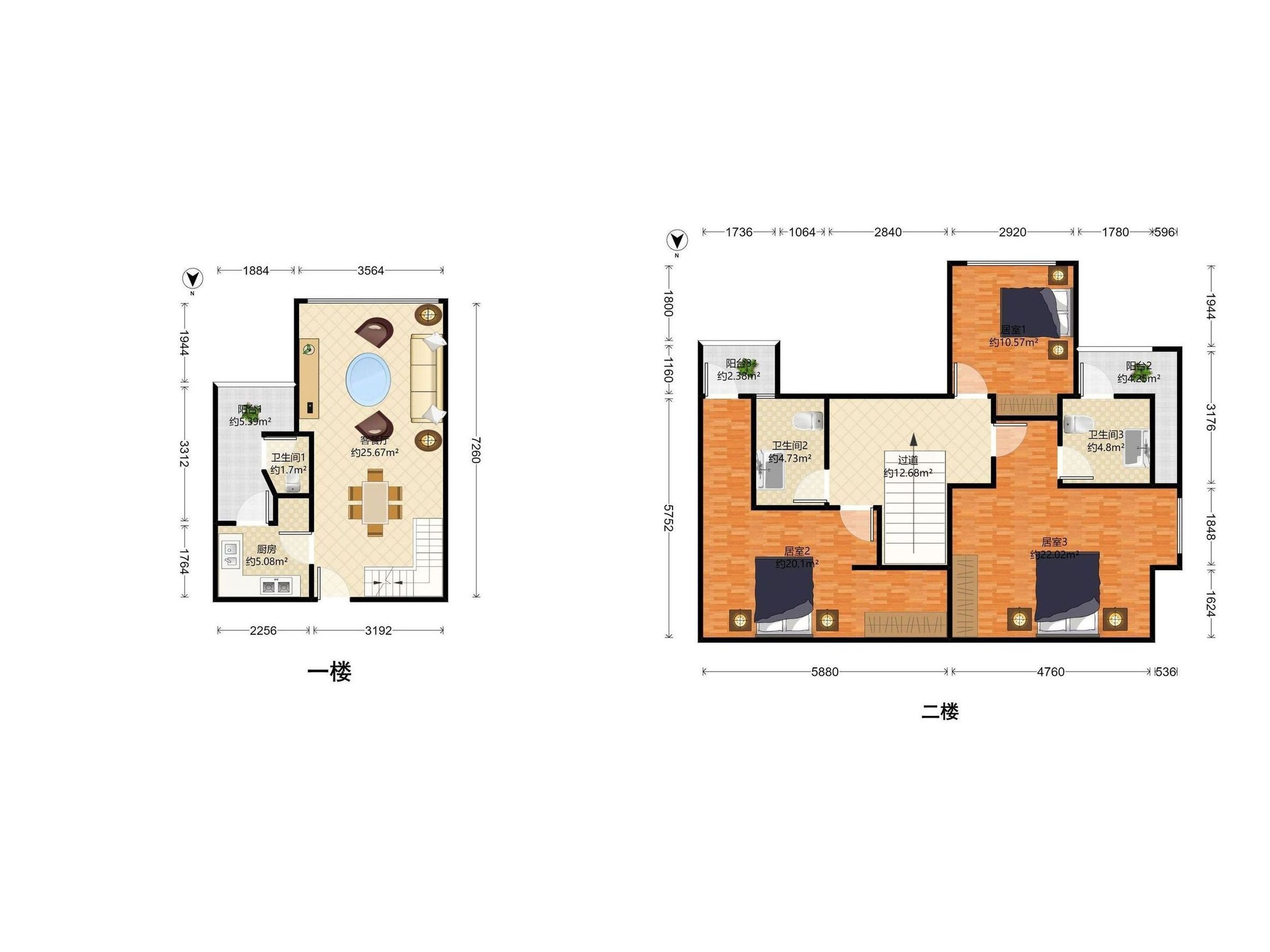 跃龙南路商住项目 3室2厅3卫1厨3阳 106.03 南
