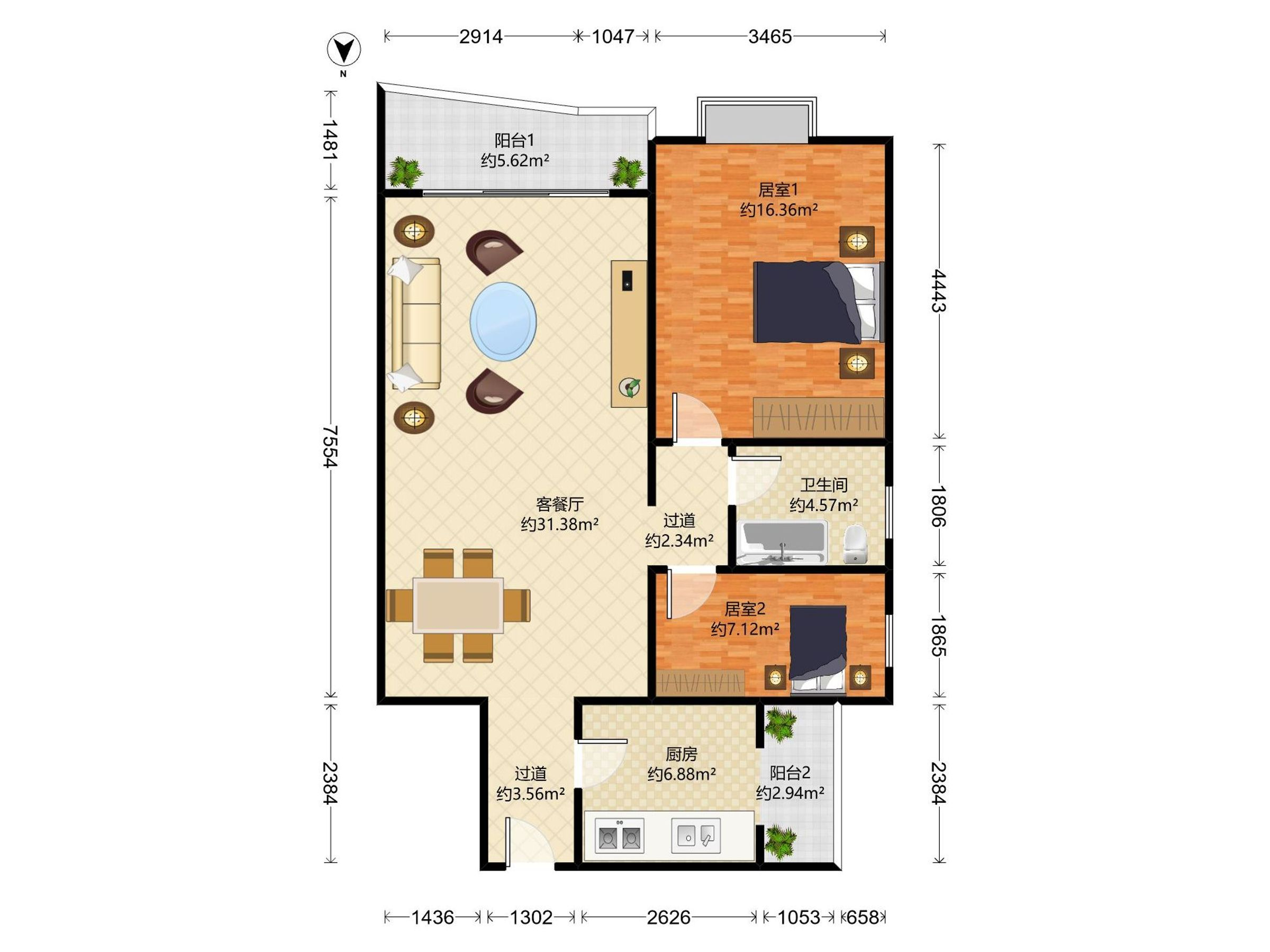 锦隆花园普装两室诚意出售