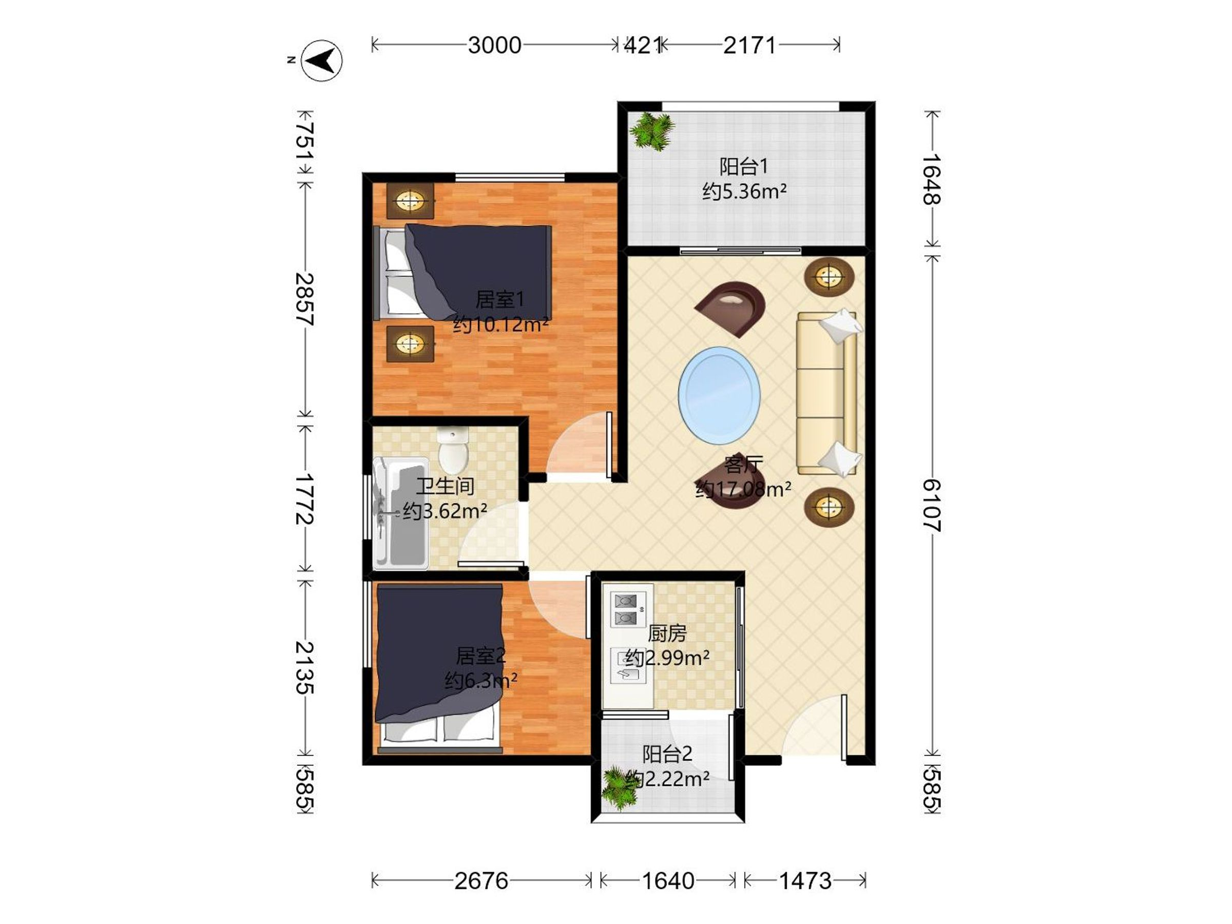 次新小区2房，近地铁，南外，万象天地，配套齐全