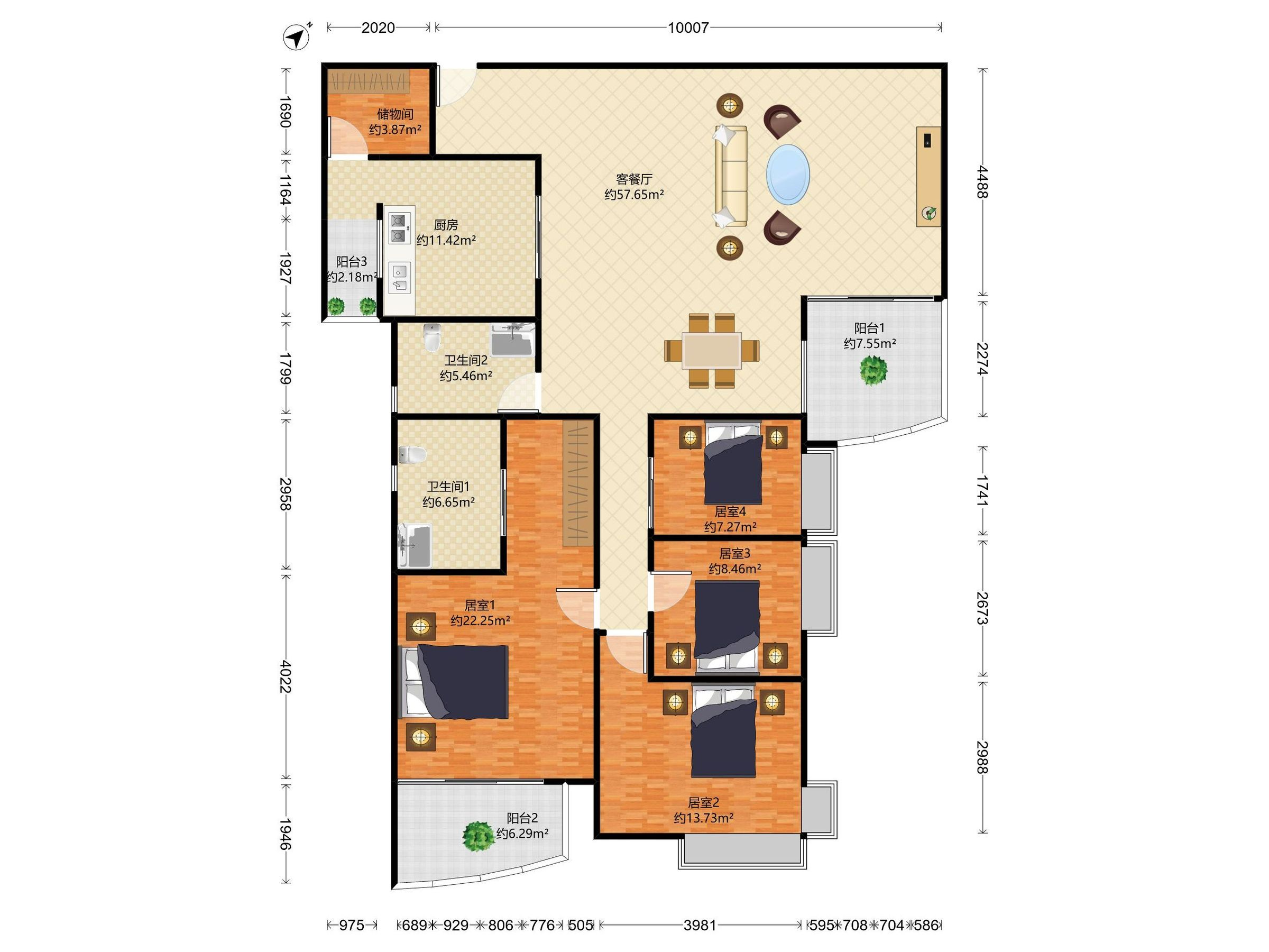 鸿业苑三期 5房2厅2卫 177.79㎡