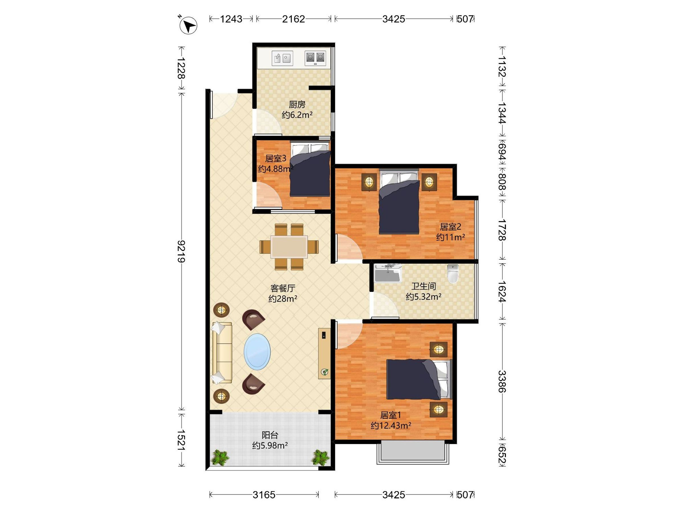高楼层看公园、三房使用率高