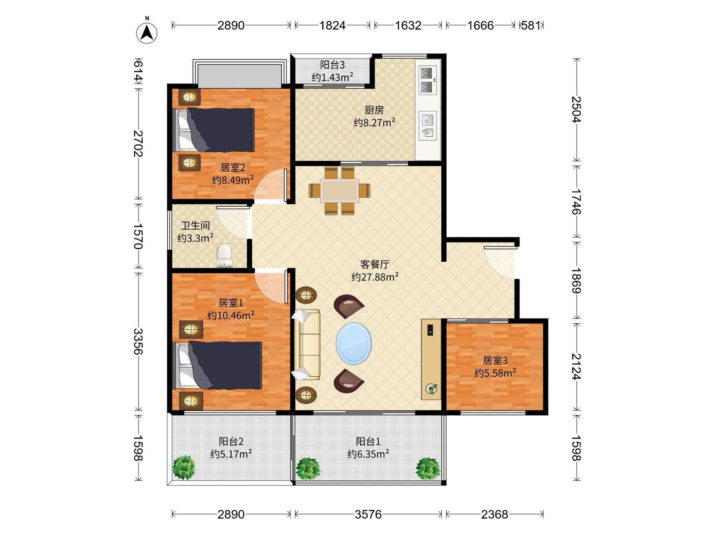 沙井高使用率3房南北通透，性价比高