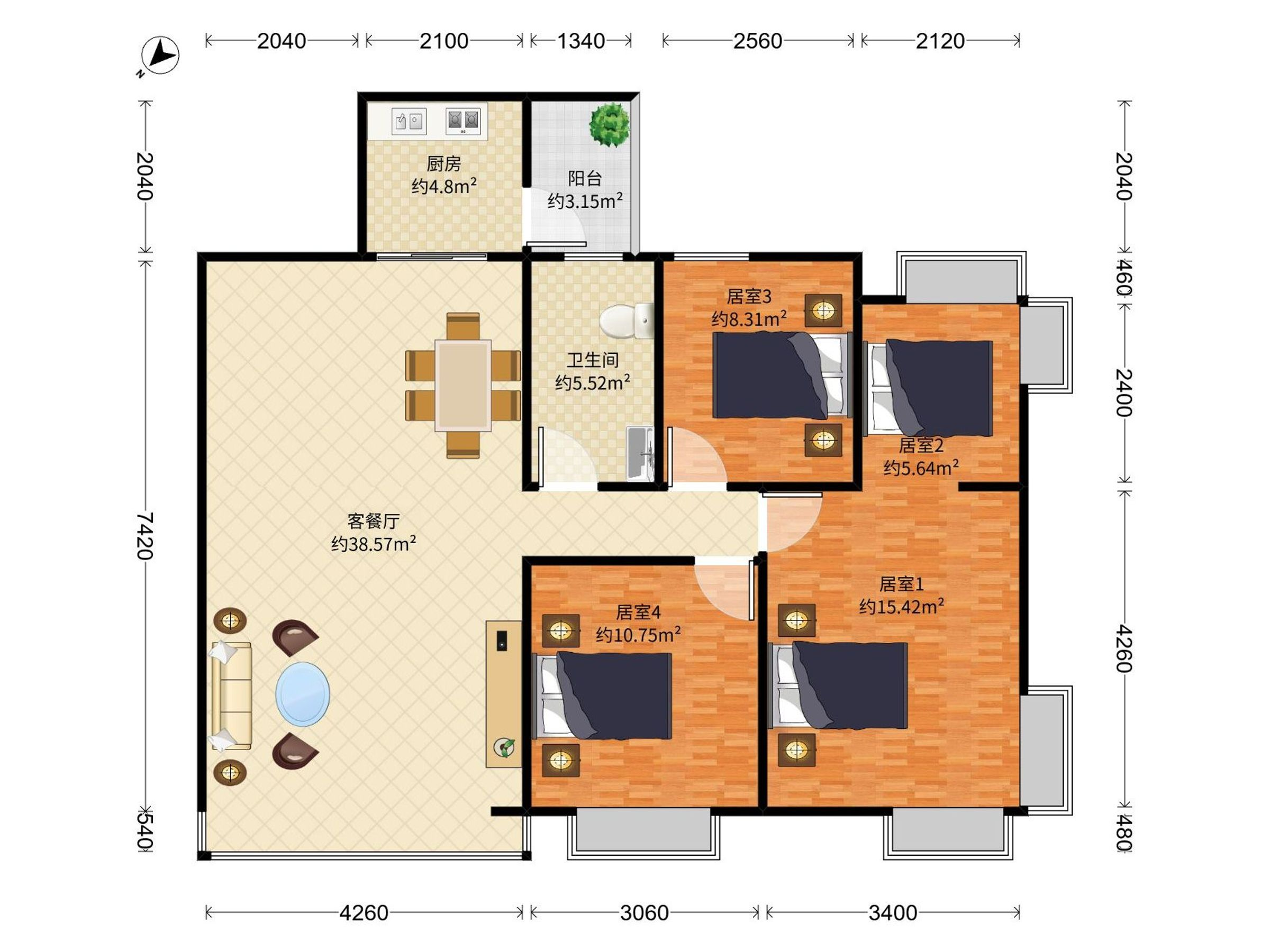 宝安体育馆旁电梯精装大4房！户型方正，价格有惊喜！