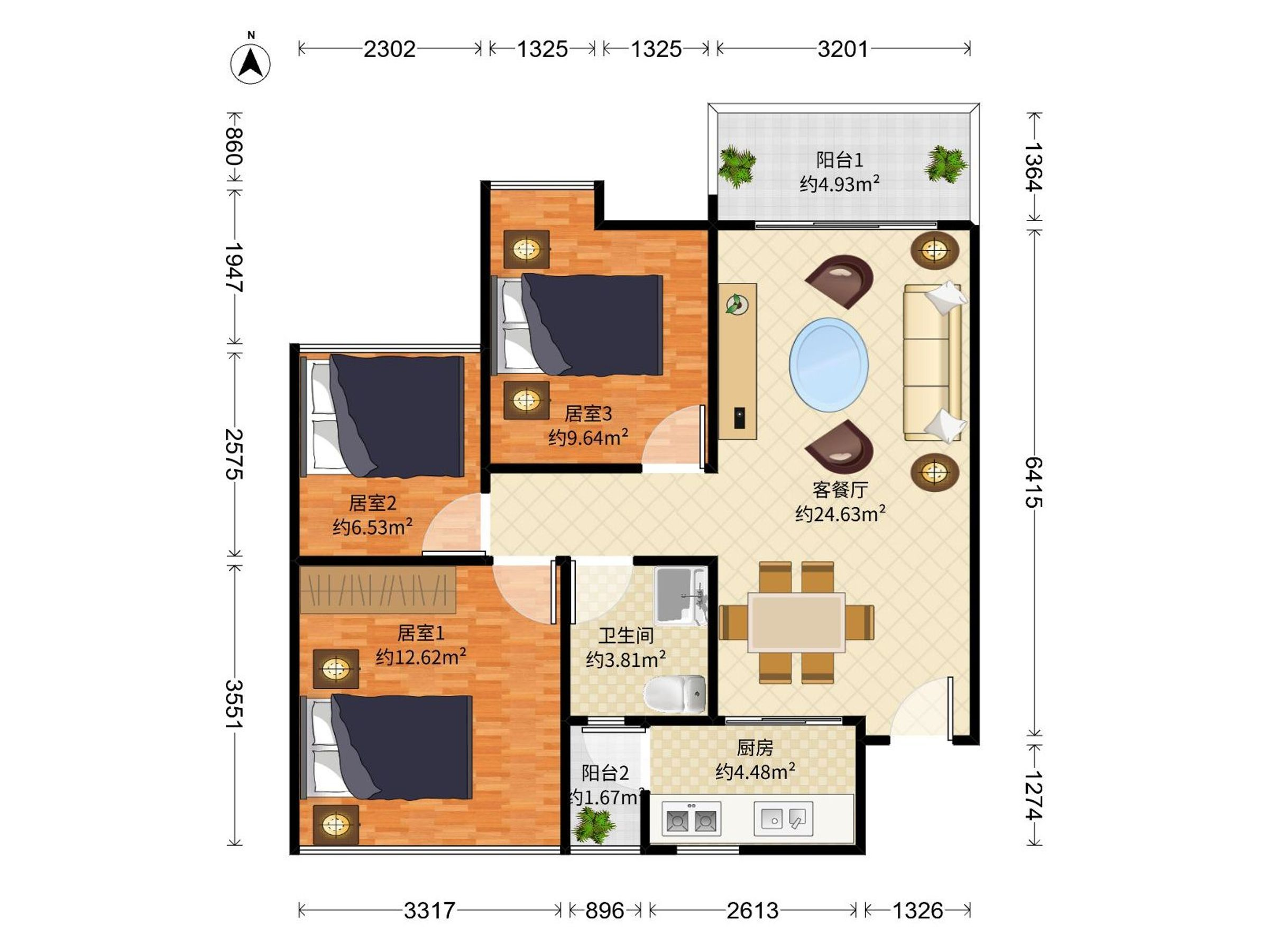 路劲隽悦豪庭 3房2厅1卫 83.7㎡