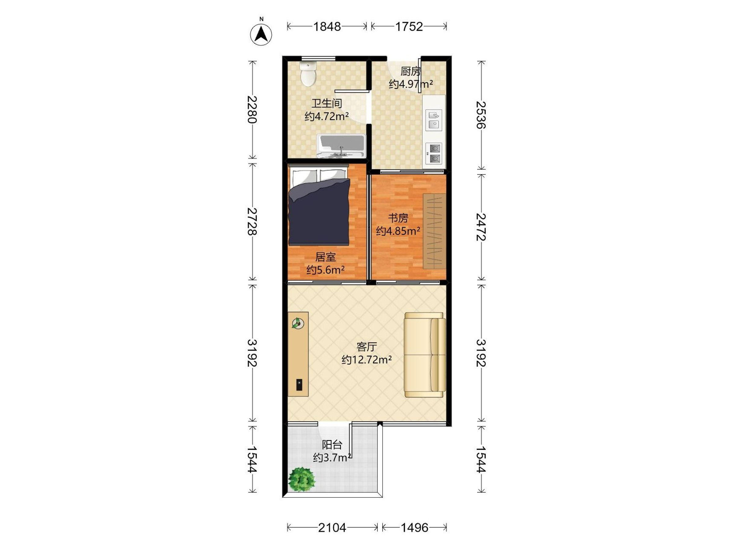 海怡轩两房一厅出售