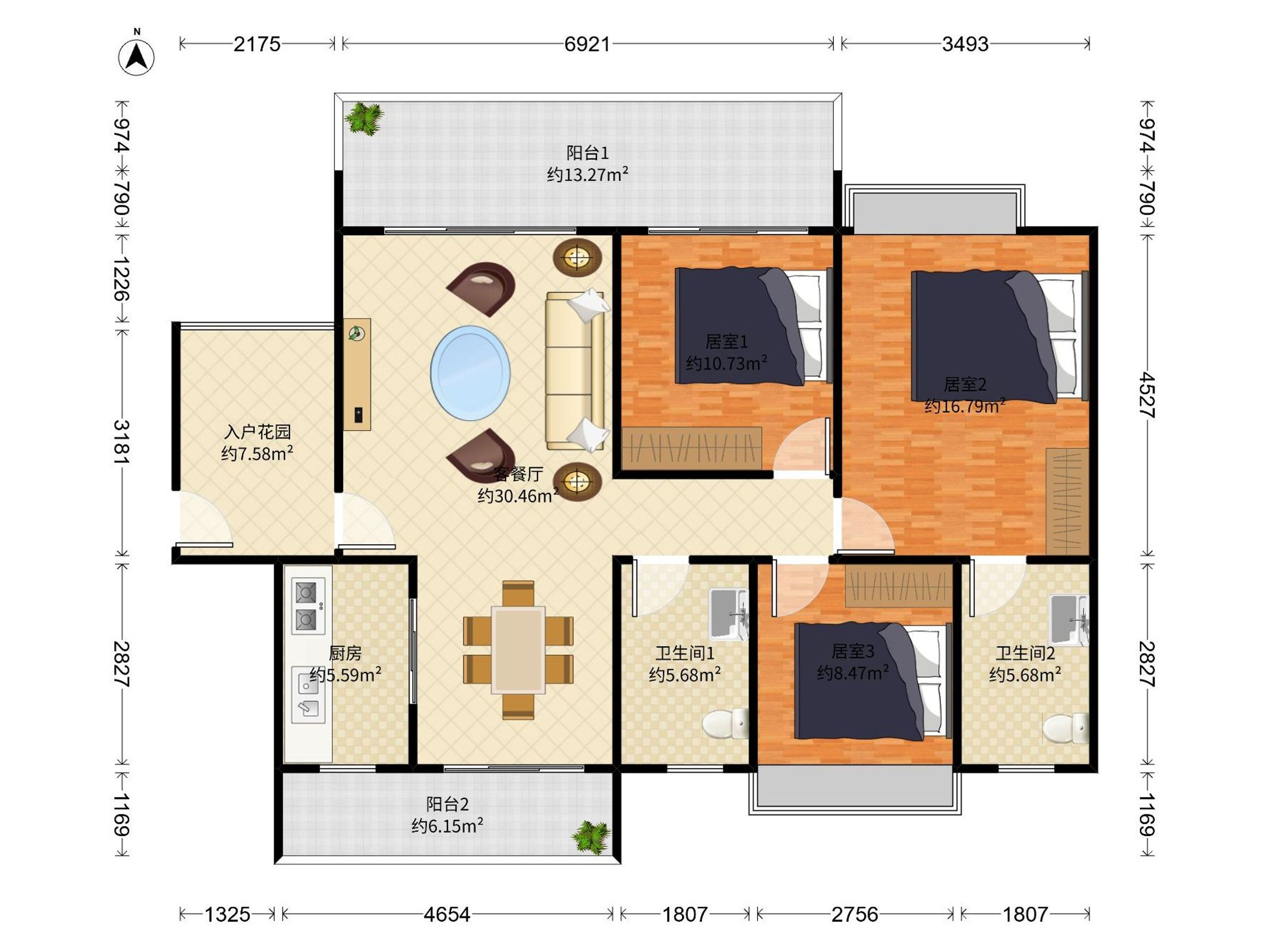 星汇云锦三期 3房2厅2卫 116.67㎡