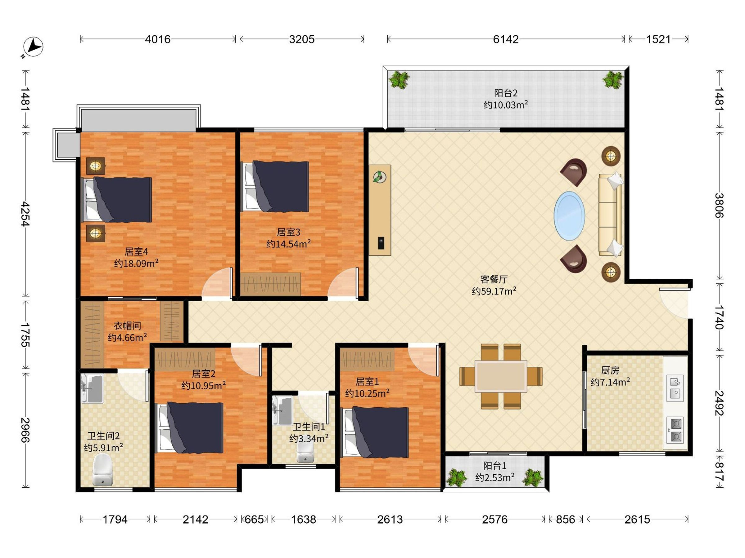 宝能悦澜山 4房2厅2卫 143.13㎡
