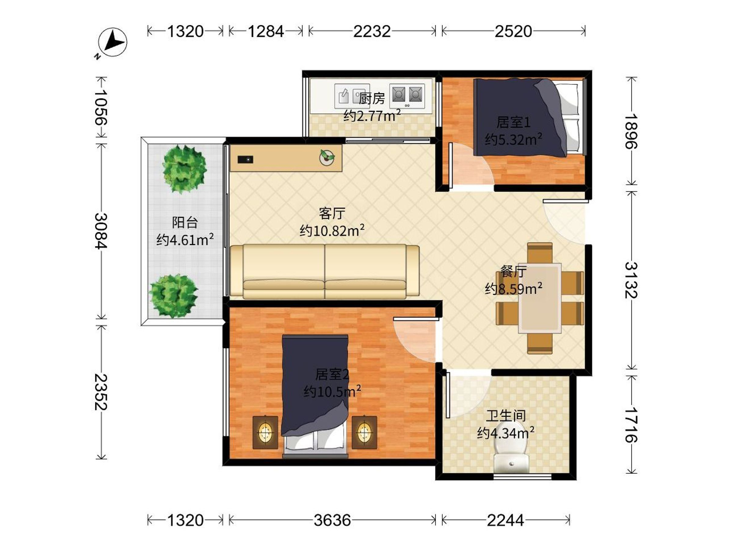 小区2房2厅，业主诚心出售。