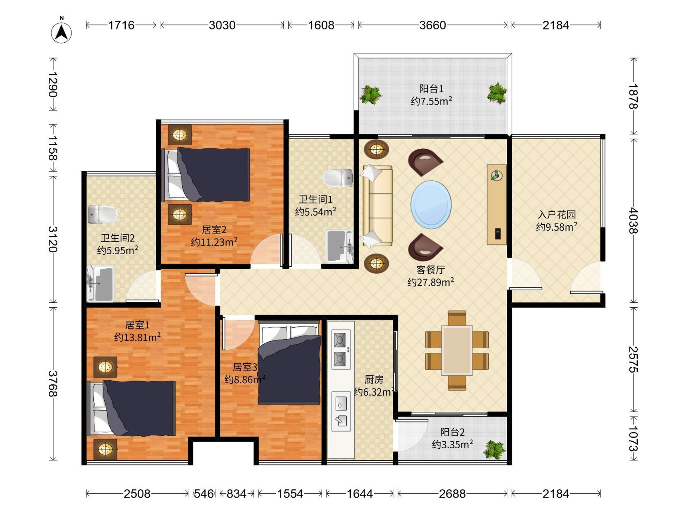 富立鸿御苑 3房2厅2卫 112㎡