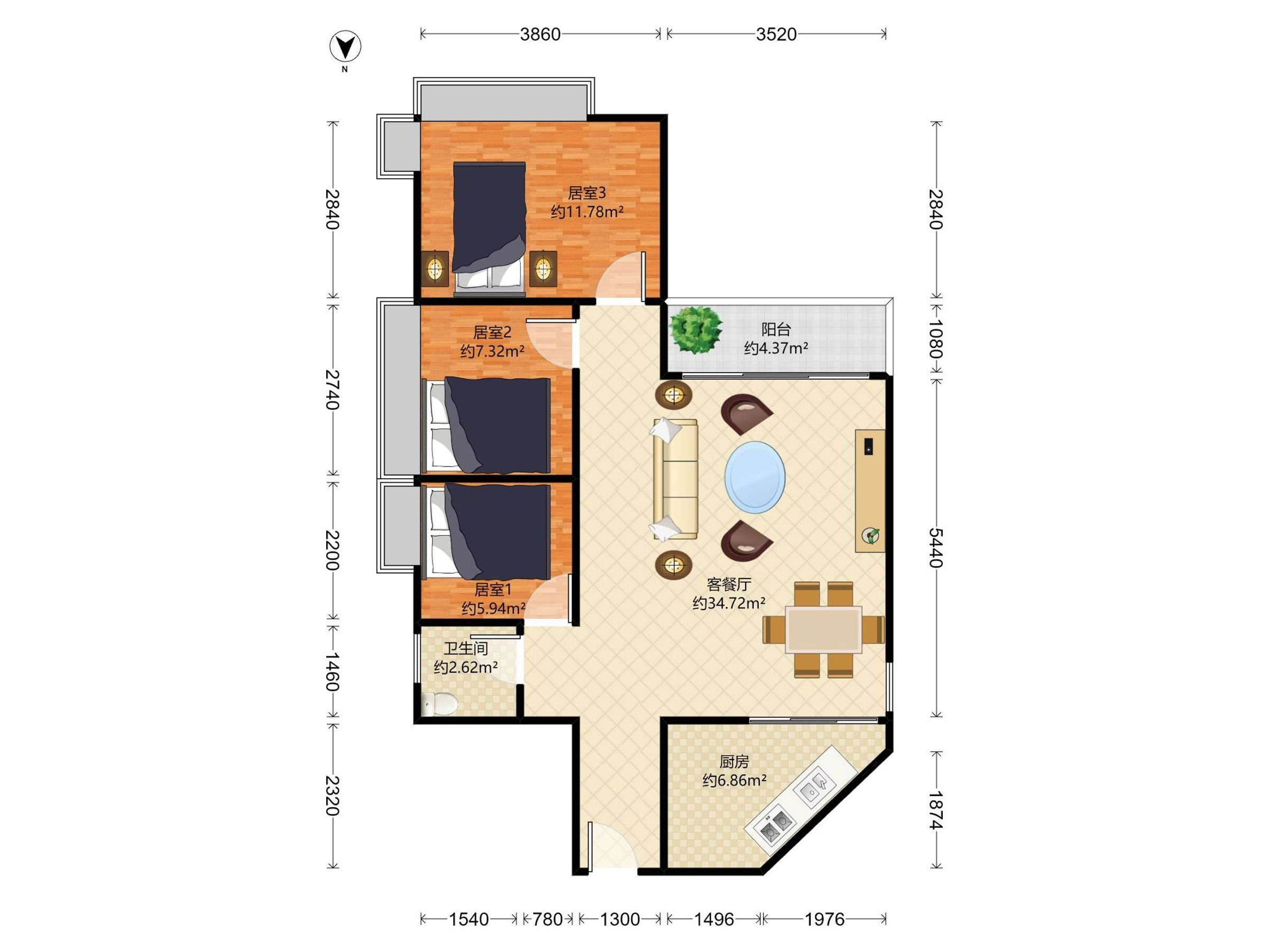 竹盛花园3房业主换房诚售