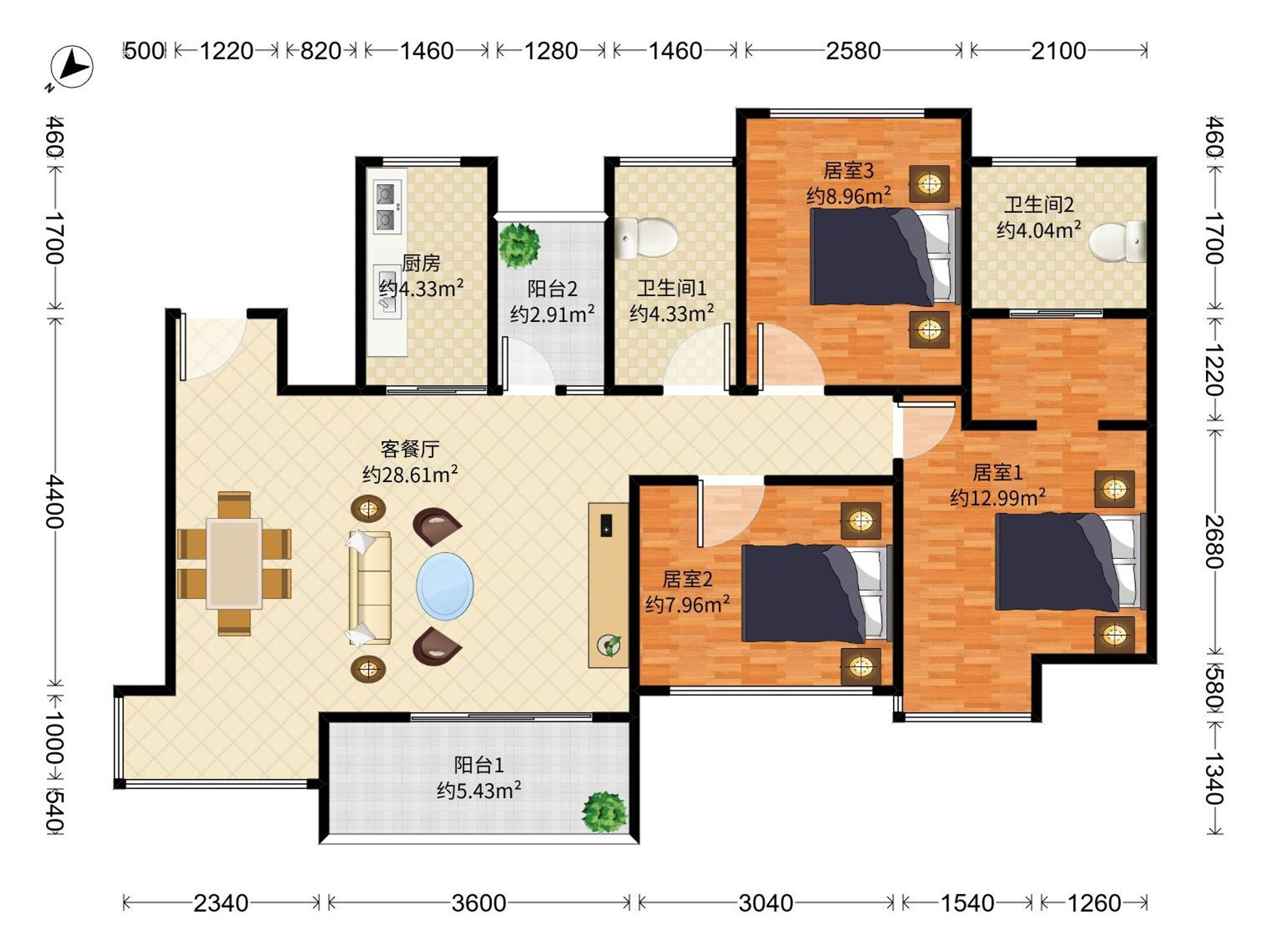 招商果岭花园精装3房，总价优惠，业主诚心出