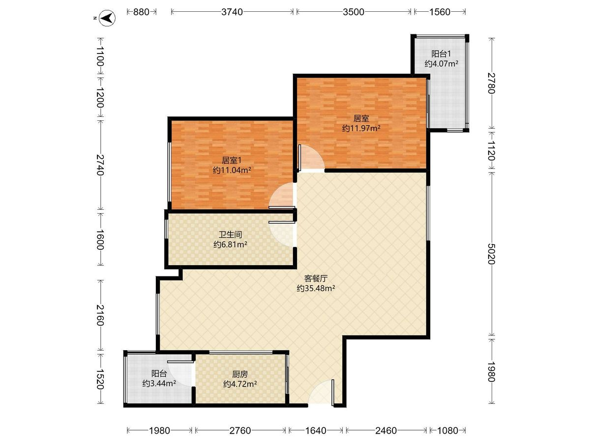招商花园城一期精装2室2厅房源