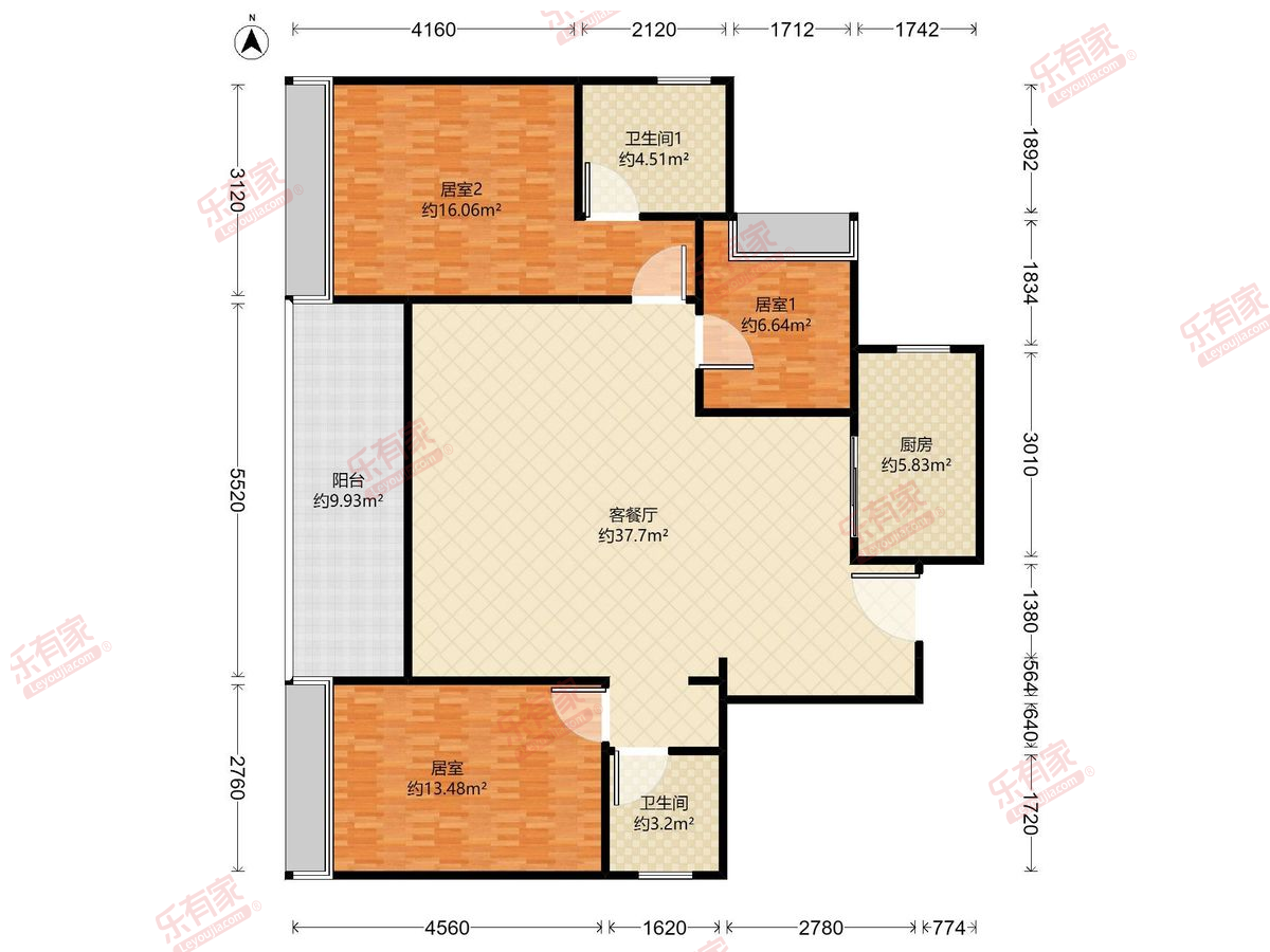 一湾臻邸 3房2厅2卫1厨1阳112.0m² 东南
