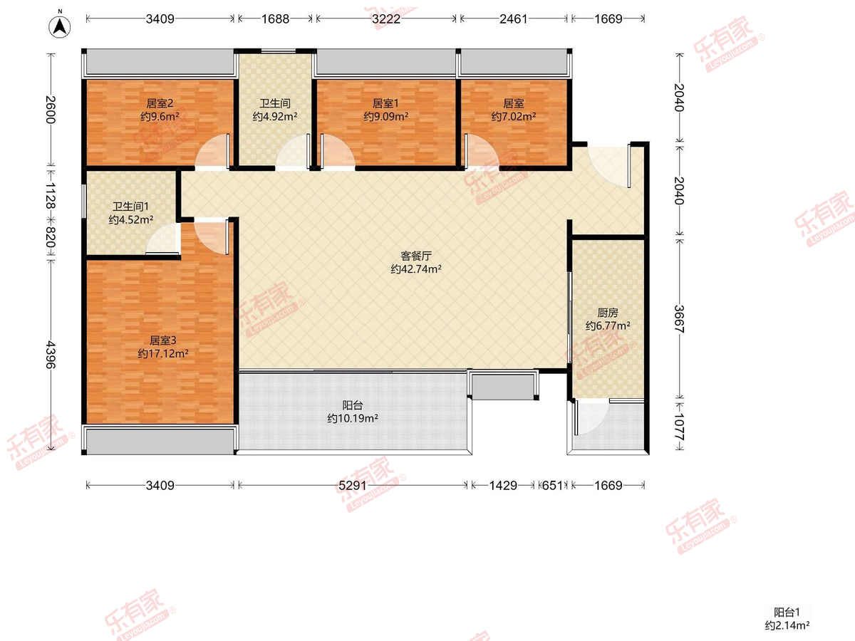 中洲滨海华府三期 4房2厅2卫1厨2阳125.0m² 西南