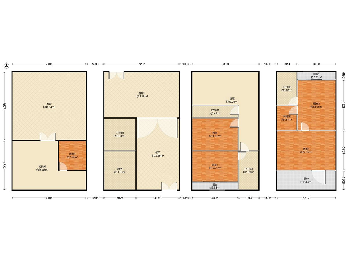 合生愉景湾 5房3厅4卫1厨3阳305.55m² 南