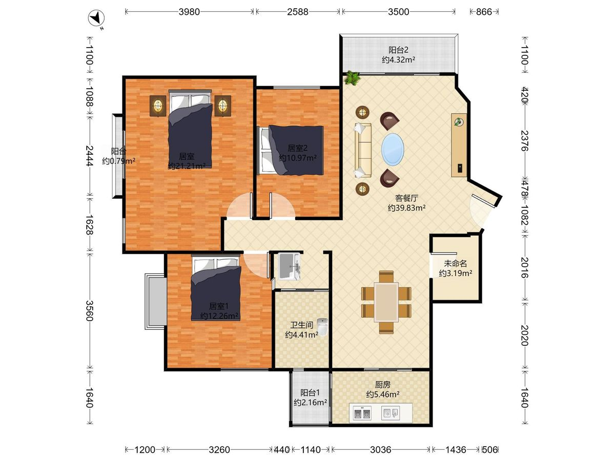 江南电梯大三房，看小区园景，采光视野好，安静不吵！