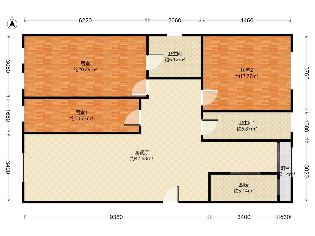 专家公寓 3房2厅2卫 126.2㎡