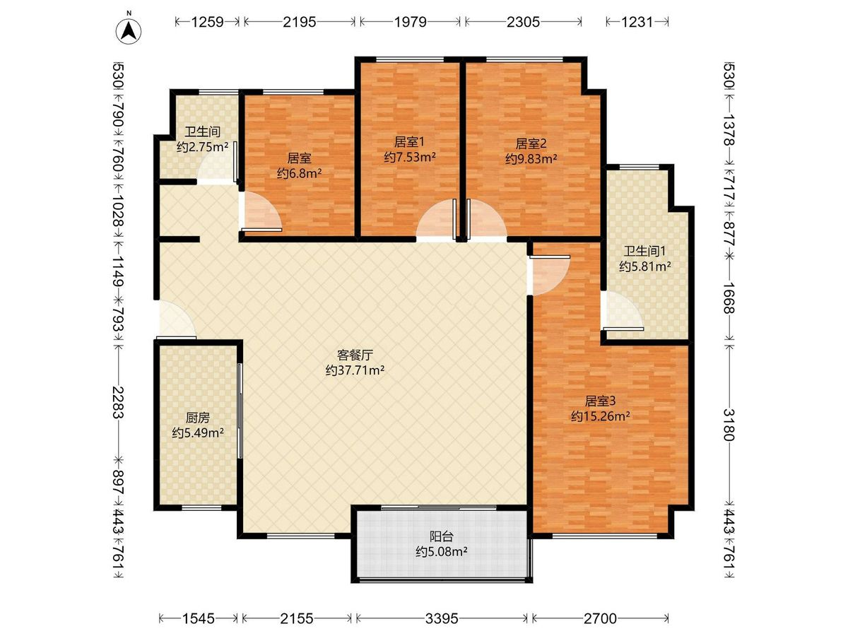 万科第五园 4房2厅2卫 99㎡