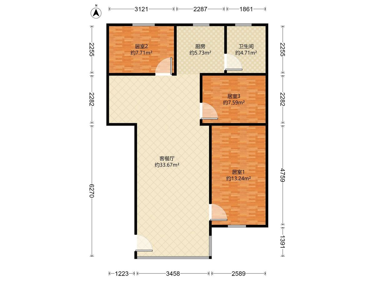 捷进中路 3房2厅1卫 84.9㎡