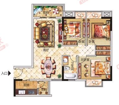 永江花园 3房2厅2卫 114.4㎡