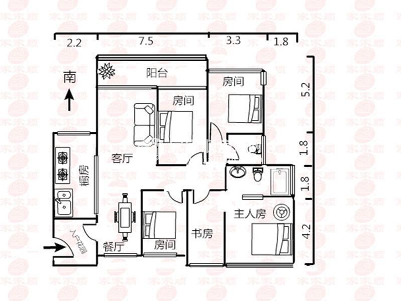 新世纪可居 4房2厅2卫 224.73㎡-东莞新世纪可居租房