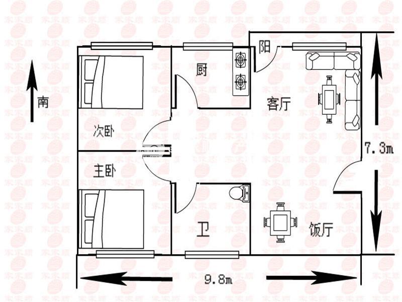 万华花园 2房2厅1卫 70㎡-东莞万华花园租房