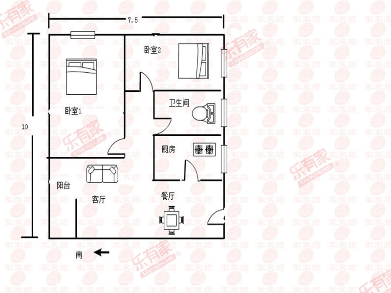 富华广场一期 2房2厅1卫 89㎡