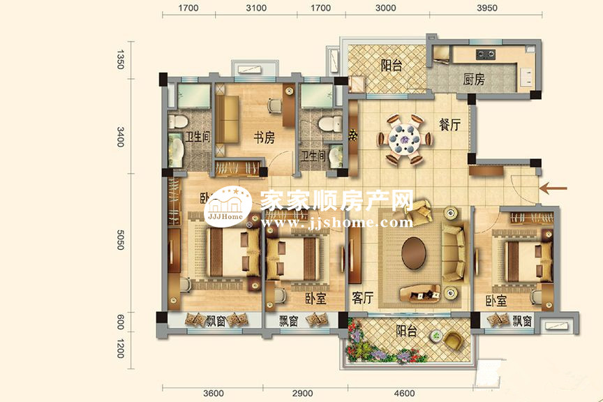 惠东碧桂园九龙湾 4房2厅2卫 182㎡