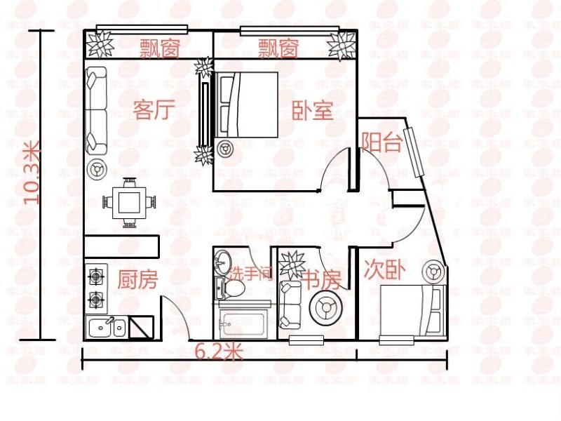 麒麟广场 3房2厅1卫 64.3㎡-东莞麒麟广场二手房