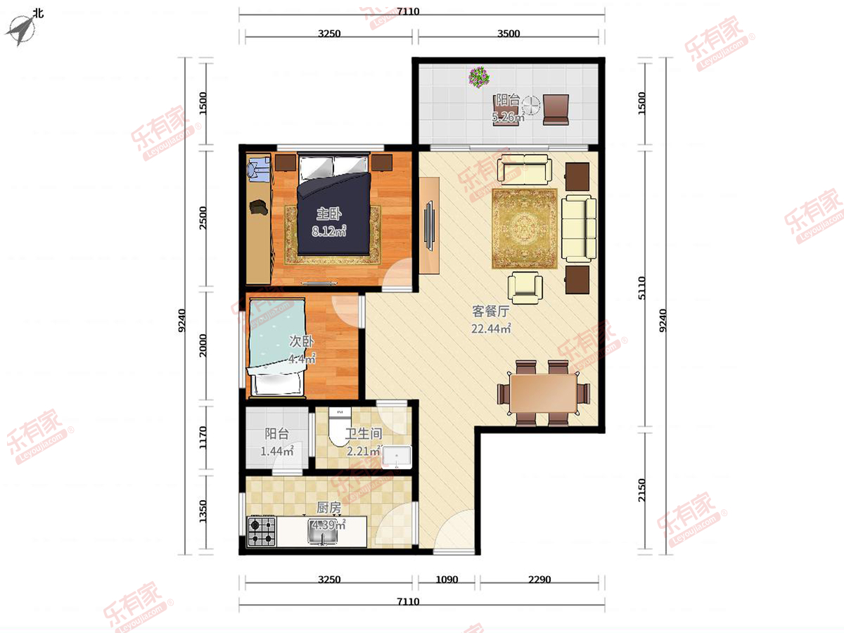 国都高尔夫花园 南 精装 3室 2厅 96.96m²