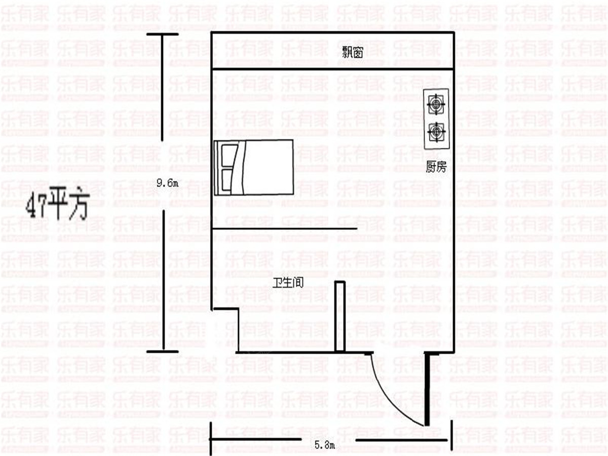 富业豪庭 1房1厅1卫 47㎡