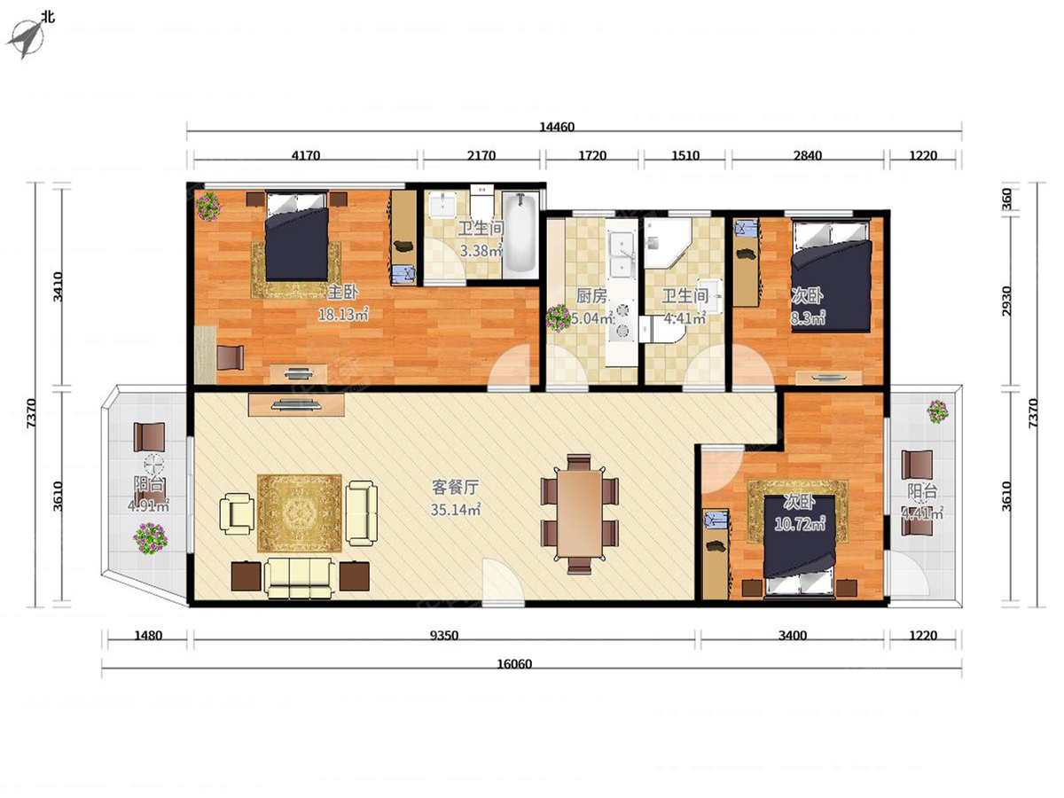 玉雅居 3房2厅2卫 127.69㎡-珠海玉雅居租房