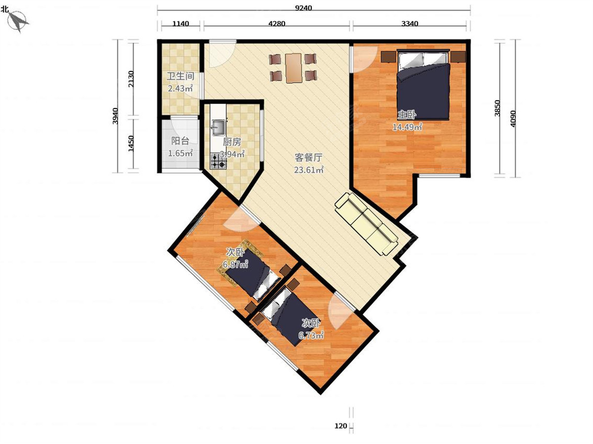 麟恒中心广场户型图