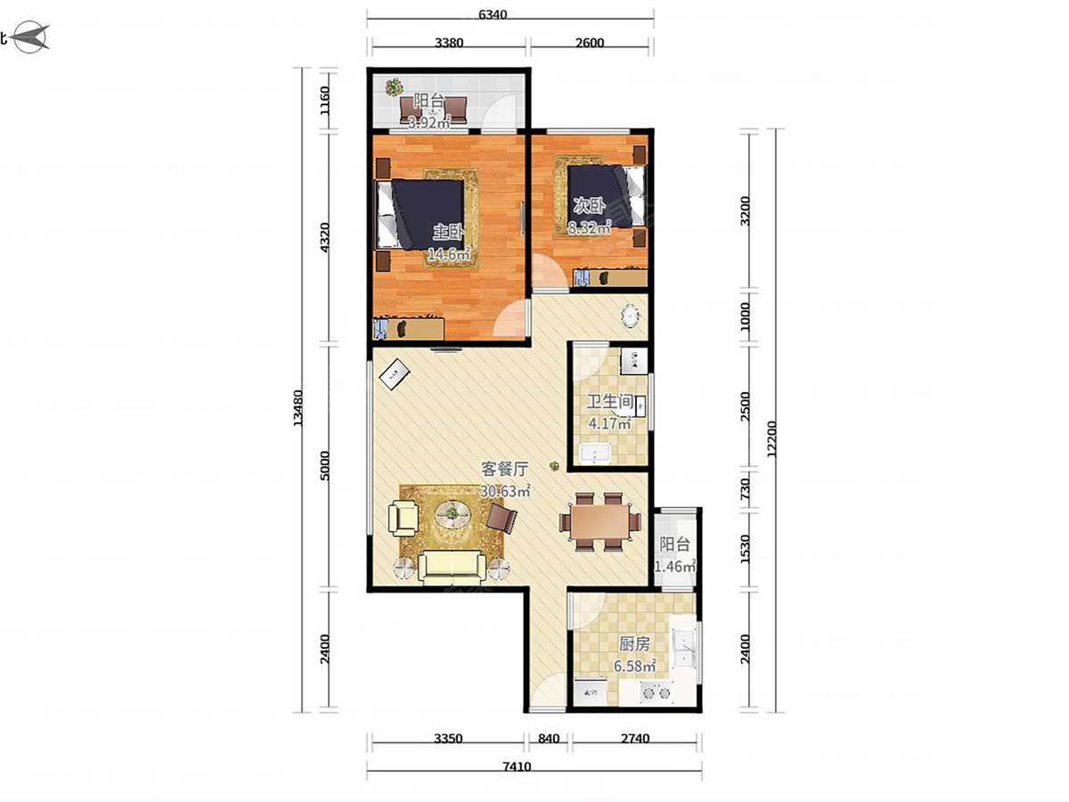 深业岭秀名苑 3房2厅2卫 113.44㎡