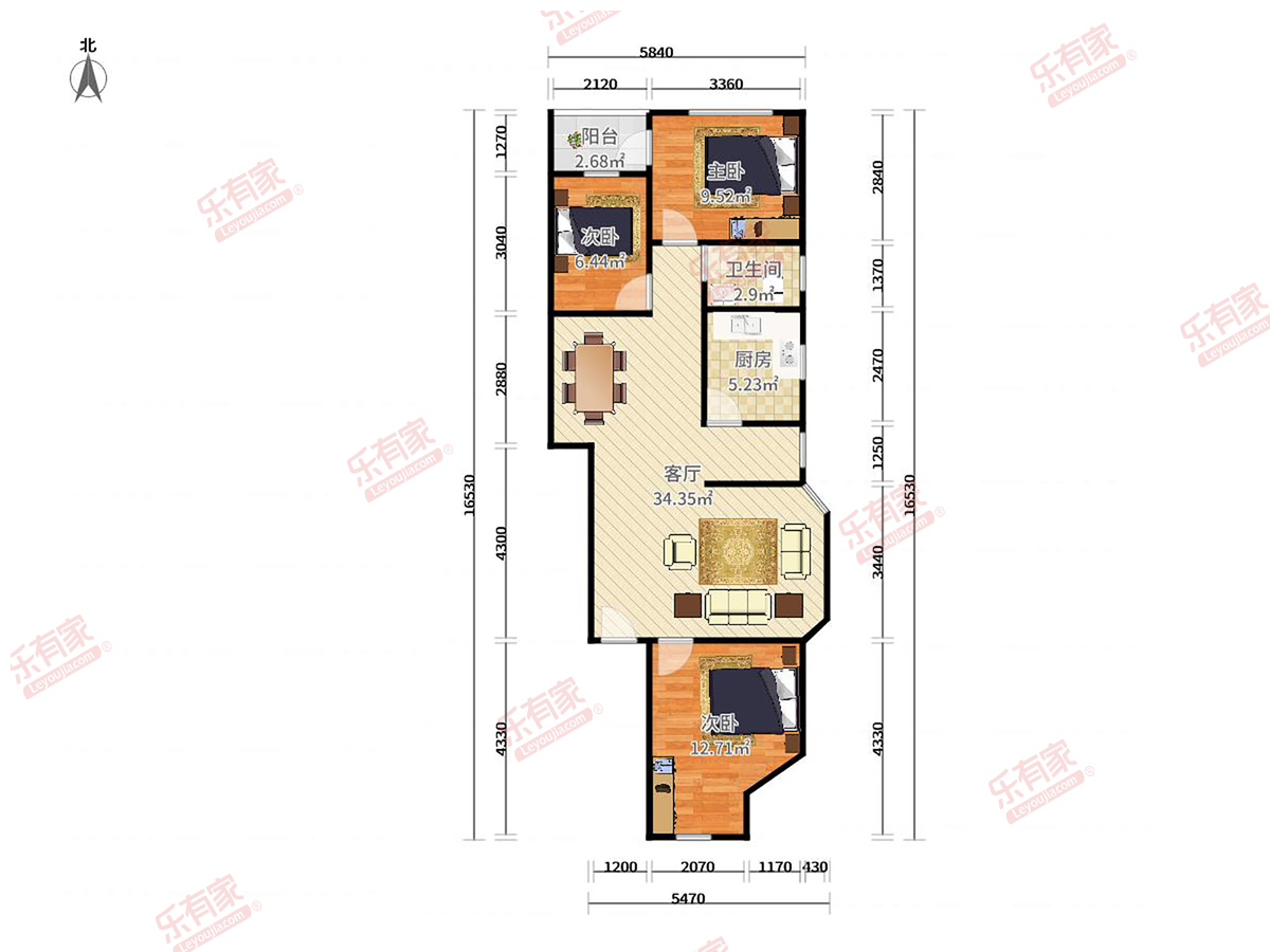 园岭新村 3房2厅1卫 92.62㎡