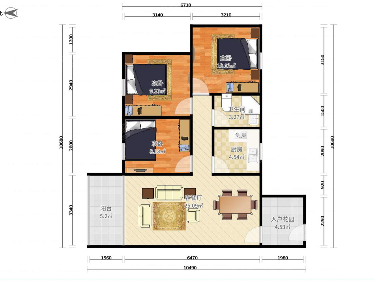 豪骏名苑 3房2厅1卫 94.13㎡-广州豪骏名苑租房
