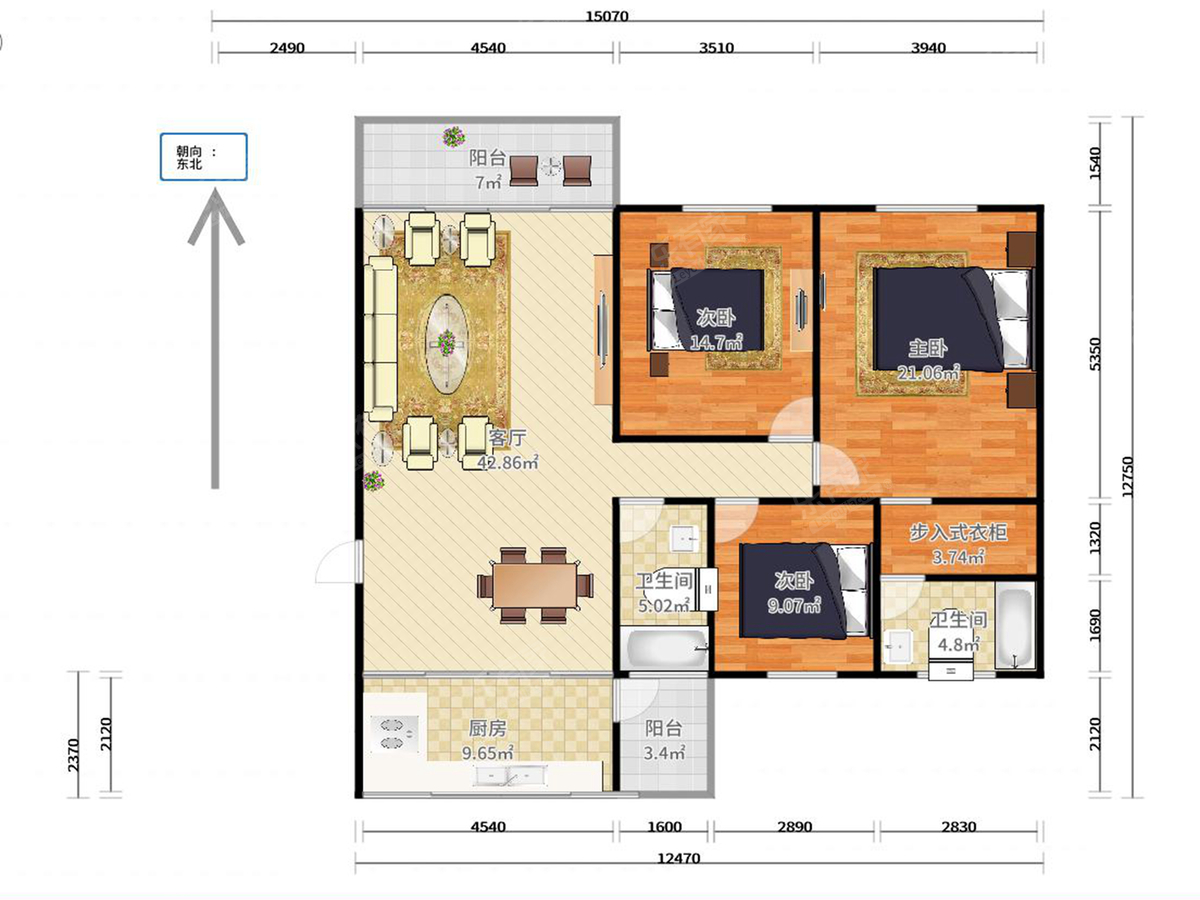 南沙碧桂园 3房2厅2卫 129㎡