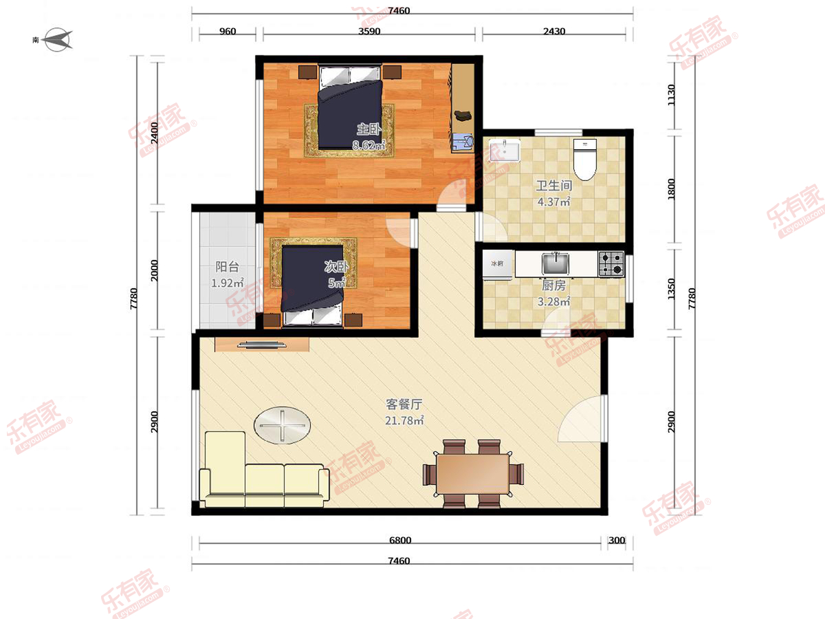 世纪春城四期 2房2厅1卫 73.54㎡