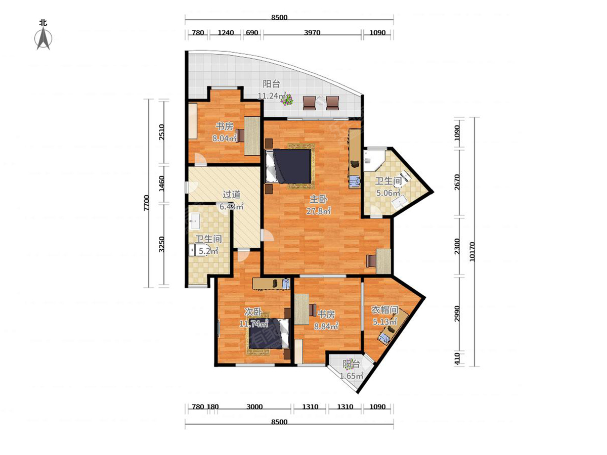 幸福家园 3房2厅1卫 107.83㎡-广州幸福家园租房